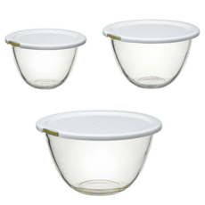 HARIO 好璃奧 附蓋調理缽3件組 MXPF-4904-W, 900ml + 1.5L + 2.2L, 1組