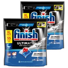 finish 多合一洗碗機專用清潔錠 55顆, 2袋, 709.5g