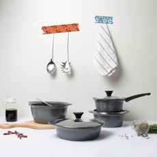 IH感應鍋具 4件組, 灰色, 單柄湯鍋18cm+雙耳湯鍋20cm+雙耳湯鍋24cm+淺湯鍋24cm