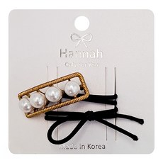 韓國 Hannah 正韓造型髮束珍珠 長方SY12381