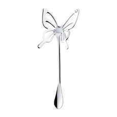 日本製 蝴蝶造型鑽飾不鏽鋼攪拌匙, 銀色 粉鑽飾, 1支