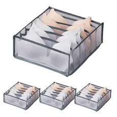 JOSIC 6格內衣網紗收納盒, 灰色, 4個