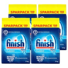 finish 洗碗機清潔粉補充包 原味, 3kg, 4包