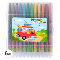 BosungInd Gomgom熊與朋友們 旋轉式色鉛筆, 6個, 24色