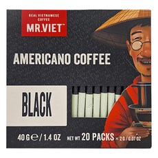 MR.VIET 美式黑咖啡 20包 x 2克, 40g, 1盒, 即溶粉末