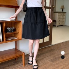 afinar 女款細褶抓皺基本長度鬆緊帶裙