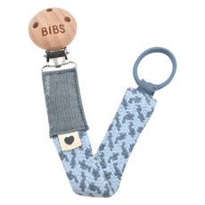 BIBS 有機棉奶嘴鏈, 藍色, 1個