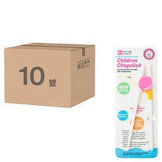 兒童學習筷子 扁平筷頭 10雙, 粉色, 1組