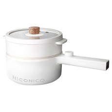 NICONICO 日式蒸煮陶瓷料理鍋, 1.7L大容量, 陶瓷不沾鍋, 兩檔火力, 透明鍋蓋, 一機多用, NI-GP931, 1個