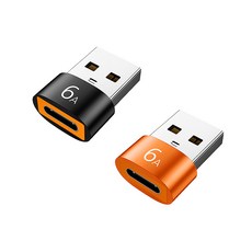 Jsmart 6A 高速Type-C轉USB A 3.0轉接頭, 2cm, 2個, 橘色, 黑色