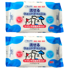 Clean One 日本製 可沖馬桶重物除菌濕紙巾 CS-51356, 80片, 2包