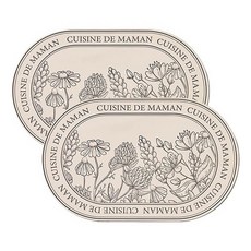 花朵圖案雙面矽膠餐墊 2入, 乳白色, M