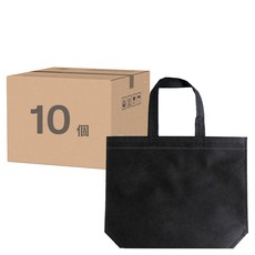 不織布手提購物袋 10入, 黑色, 10個