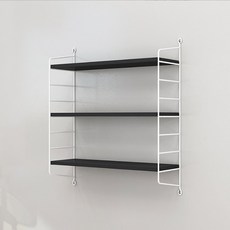 Market Plan 鋼製木板3層式牆壁置物架, 3層, 黑色