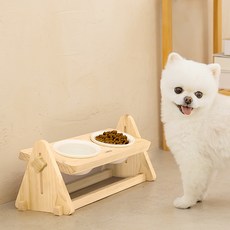 Leto 原木狗狗飯碗 貓咪水碗 餐具組 2口, 1套, 木質