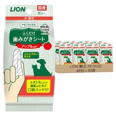 LION 獅王 PETKISS 齒垢清潔紙巾 犬貓用 蘋果香, 30張, 48包
