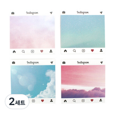 S Company Plus Instagram便條紙 4種*100張組, 混色, 2套