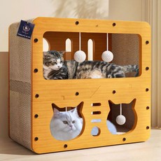 DING DONG PET 貓咪二樓雙呼吸屋抓板, 1個, 混合顏色