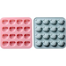 16格矽膠小豬造型模具 2入, 1套, 藍色, 粉色