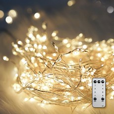 HOMETNER 聖誕樹裝飾米粒燈泡 500球 + 閃爍控制器 + 遙控器套組, 1套, 燈泡色+透明線, 500球, 15m