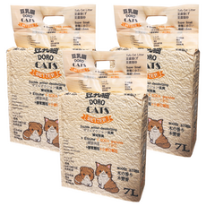 DORO CAT 豆乳貓 添加酵素與小蘇打顆粒雙重消臭豆腐貓砂 1.5mm極細顆粒 木質香 7L, 3包