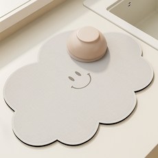 雲朵造型硅藻土廚房瀝水墊, 灰色