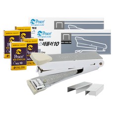 Peace Korea 10號釘書機 + 10號補充釘 1000入 x 2件組, 灰色, 2套