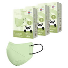 ibanari 童款輕薄防護C型口罩 KF94 M號, 翡翠綠色, 10片, 3盒
