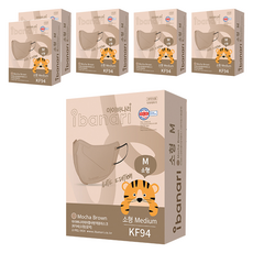 ibanari 童款輕薄防護C型口罩 KF94 M號, 摩卡棕色, 10片, 6盒