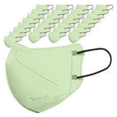 ibanari 孩童用防塵口罩 KF94 XS號, 9盒, 10片, 翡翠綠色