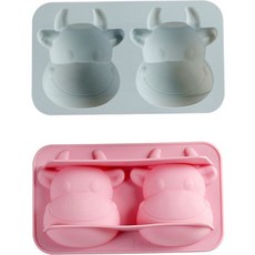 易家烘焙矽膠模具牛面2套, 1套, 藍色, 粉色