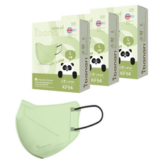 ibanari 孩童用防塵口罩 KF94 L號, 3盒, 10片, 翡翠綠色