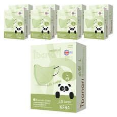 ibanari 孩童用防塵口罩 KF94 L號, 9盒, 10片, 翡翠綠色