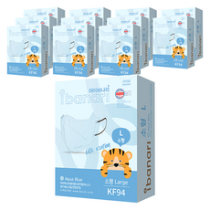 ibanari 孩童用防塵口罩 KF94 L號, 12盒, 10片, 翡翠綠色