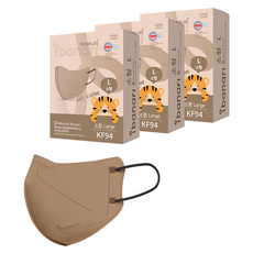 ibanari 孩童用防塵口罩 KF94 L號, 3盒, 10片, 摩卡棕色