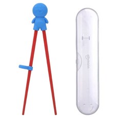 sillymann 100%鉑金矽膠兒童左右手學習筷 Set, 天然無毒材質, 前端防滑, 附防塵筷子保存盒, 柔軟矽膠指環扣, 耐熱250度, 紅色, 1組