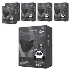 ibanari 童款輕薄防護C型口罩 KF94 M號, 黑色, 10片, 6盒