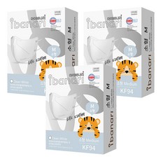 ibanari 童款輕薄防護C型口罩 KF94 M號, 白色, 10片, 3盒