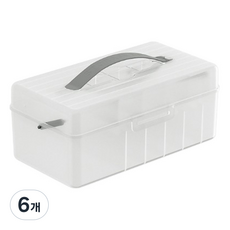 ABM 2단 소품 케이블 정리함, 화이트, 6개