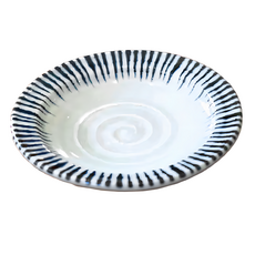 Minoya 美濃燒 千段十草珍味皿 - 日本製, 藍色 + 白色, 9.2 x 1.8cm, 1個