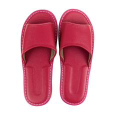 真皮頭層牛皮全皮防滑室內拖鞋 LS05, 玫紅色, 1雙