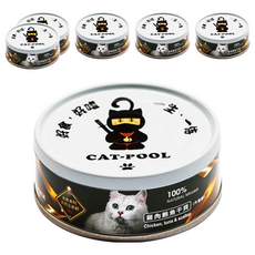 CAT-POOL 貓侍 全齡貓 低敏食材天然主食罐, 雞肉 + 鮪魚 + 干貝, 80g, 6罐