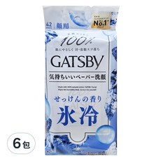 GATSBy 潔面濕紙巾 超值包 沁涼皂香, 42張, 6個