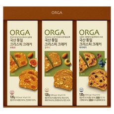 ORGA 韓國產全麥酥脆餅乾3種禮盒組 + 提袋, 莓果綜合 120g + 經典 120g + 無花果 120g, 1套
