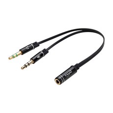 E-books 一母轉二公耳機麥克風音源轉接線 3.5mm 20cm, X19, Black, 1條