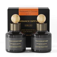 iamdue 香氛車用擴香 80ml 2個 + 木球擴香棒 2個 + 吸附墊 2個, 佛手柑雪松, 1套