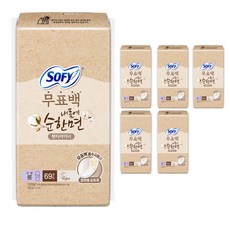 쏘피 내몸에 순한면 내추럴컬러 팬티라이너, 롱, 69개입, 6개
