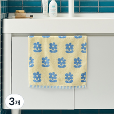 모던하우스 플라워 세면타월 40 x 80 cm 190g 30수 코마사, 스카이블루, 3개