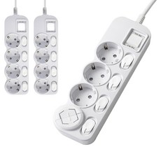 EcoPowerTap 韓國製造 LED 個別過載斷電 4孔延長線 CSG-40415 + 安全蓋, 40cm, 隨機出貨, 3個