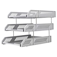 deLi 得力 鐵支公文架 HIPS材料 可拆卸設計, 淺灰色, 3層